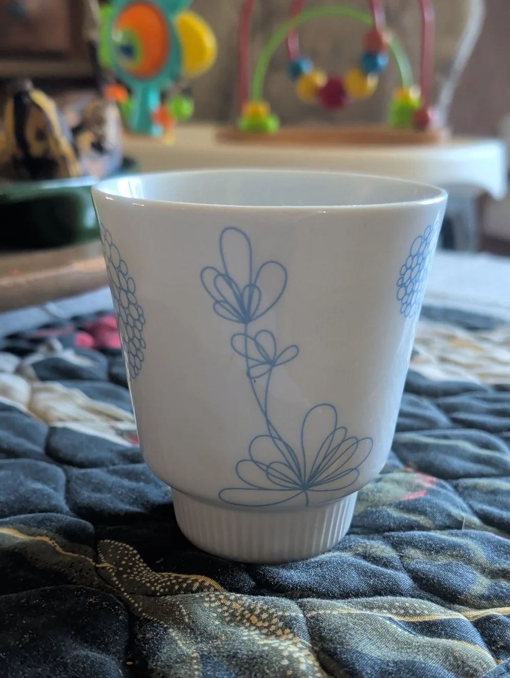 IKEA White Ceramic Planter with Subtle Blue Accent